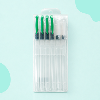 Water Brush Pens Set Of 6 Different Sizes (3 Round Tips And 3 Flat)