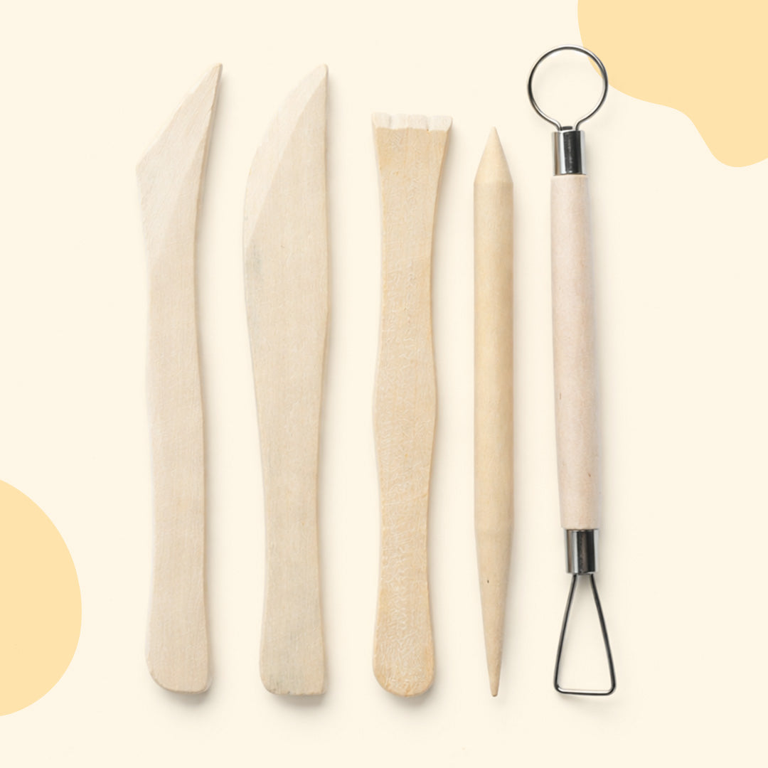 Wooden Clay Modelling Tool Set of 5 | Double-Ended Pottery Craft Tools ...
