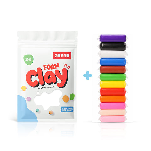 Jenna Foam Clay Starter Combo — 12 Colors Included | Ultra-Light, No Oven Needed