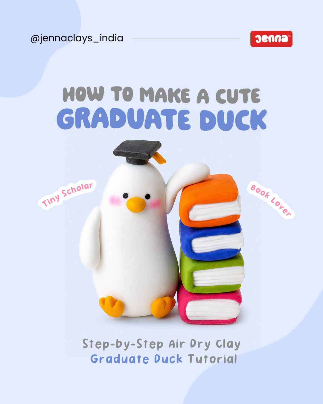Kawaii Graduate Duck Clay Tutorial | Easy Air Dry Clay Craft for Beginners