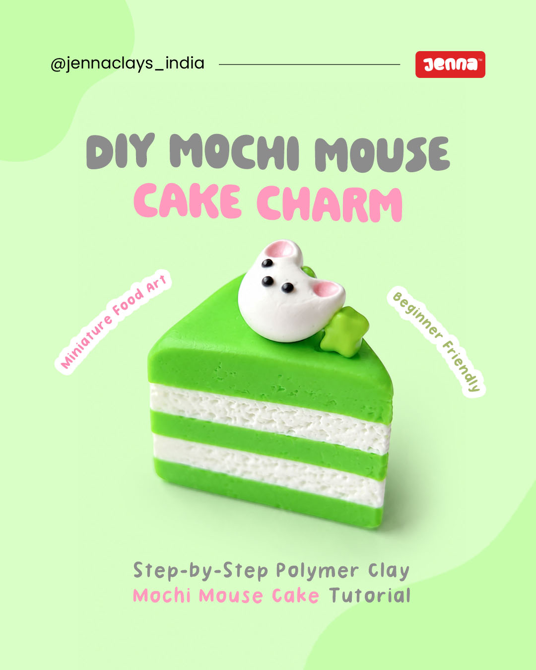 How to Make an Adorable Mochi Mouse Cake Charm with Polymer Clay (Step-by-Step Tutorial)