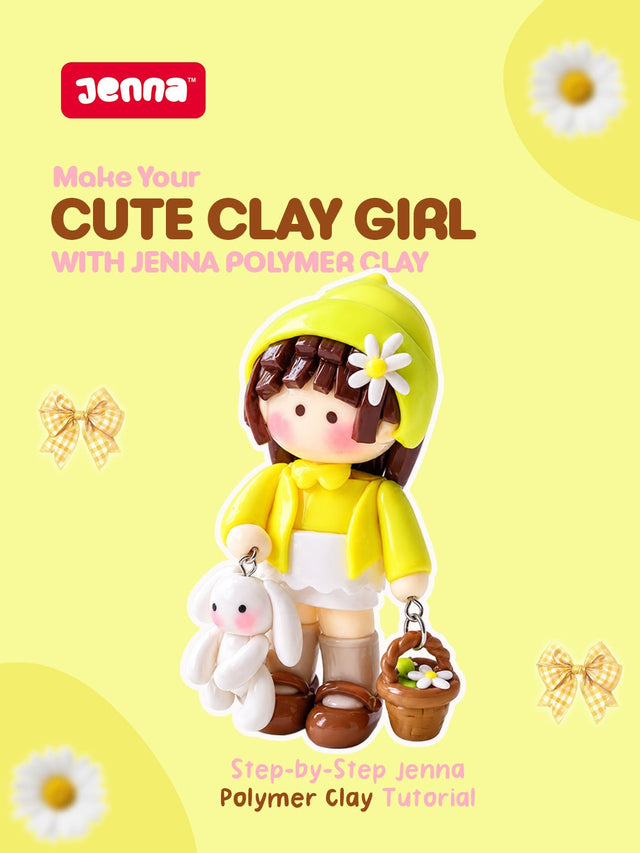 How to Make a Cute Mini Clay Girl Doll Using Jenna Polymer Clay&nbsp;
