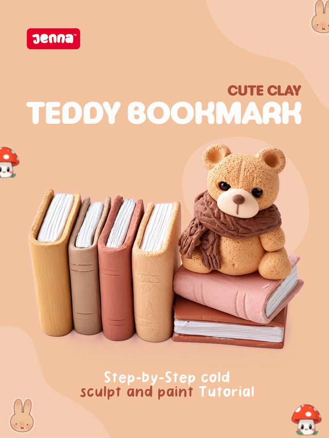 🧸📚 How to Make a Cute Teddy Bear Reading Books with Jenna Sculpt &amp; Paint Air Dry Modelling Clay