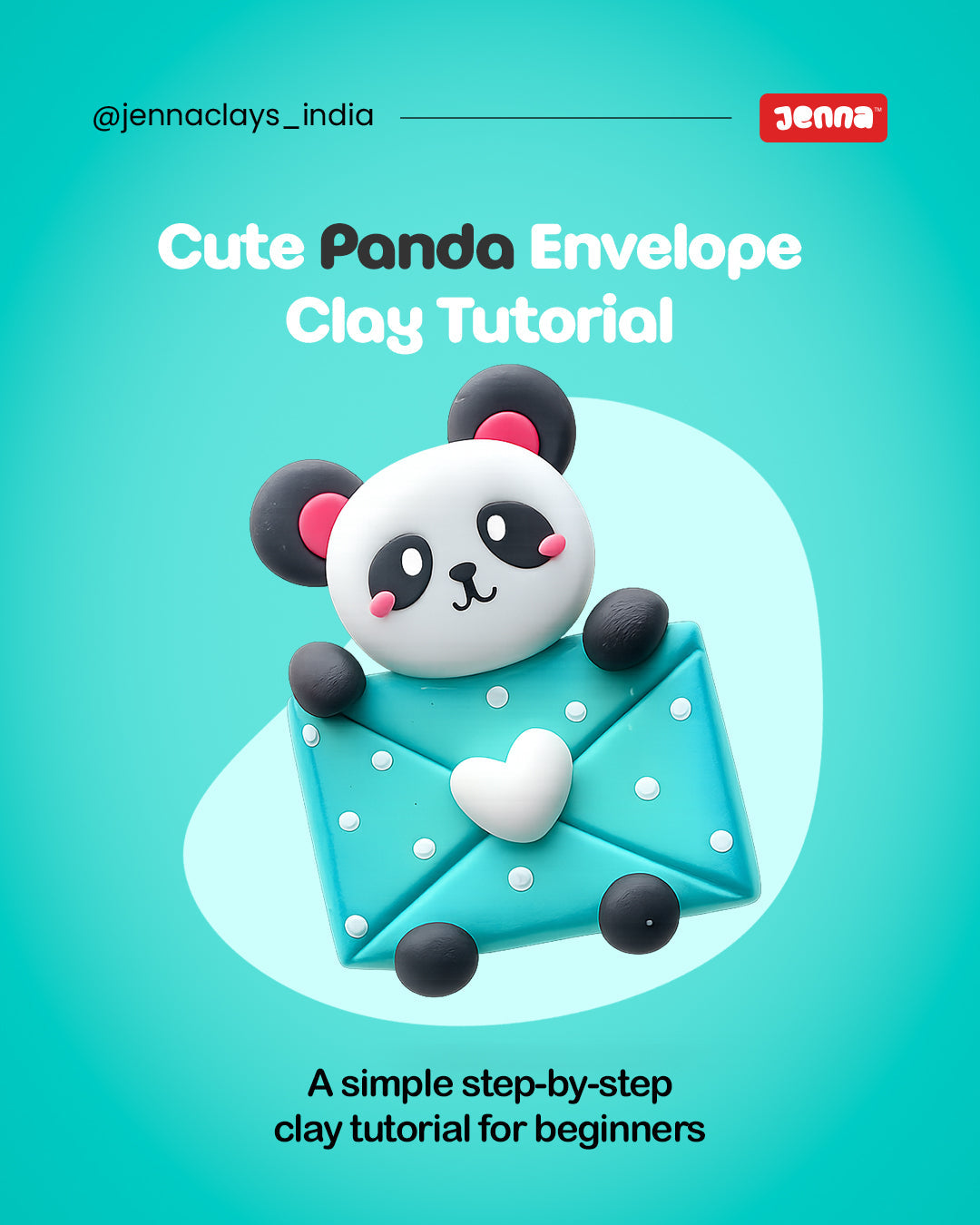 How to Make a Cute Panda Envelope Clay Charm – Step-by-Step Air Dry Clay Tutorial by Jenna Clays
