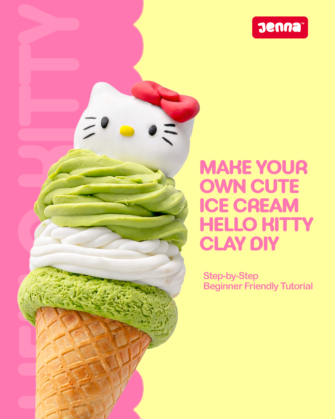 🍦 How to Make Hello Kitty Ice Cream with Air Dry Clay (Step-by-Step Guide)