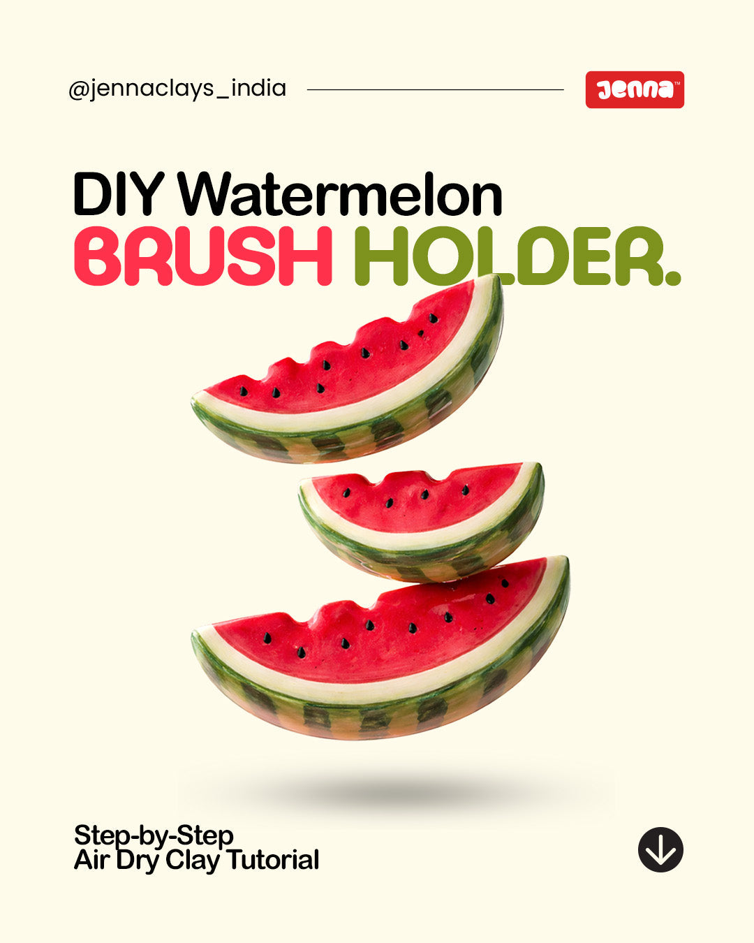 🍉 How to Make a Watermelon Brush Holder with Air Dry Clay (Step-by-Step Guide)