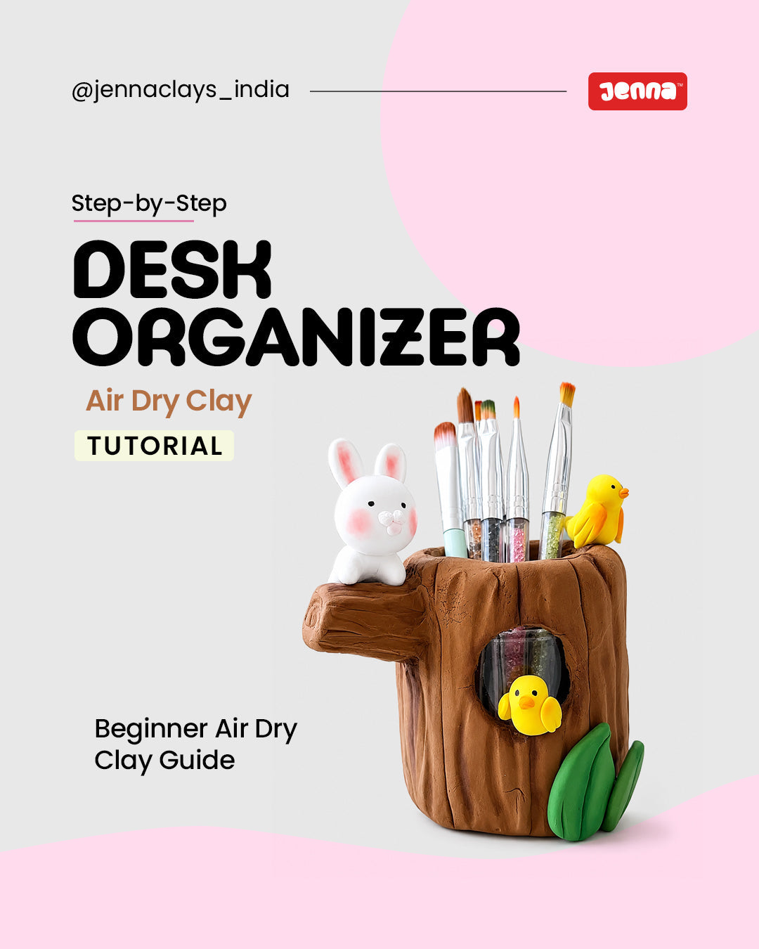DIY Cute Desk Organizer Using Air Dry Clay – Easy Step-by-Step Tutorial for Beginners