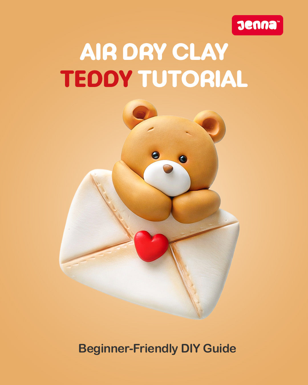 🐻 How to Make a Cute Teddy with Envelope Using Air Dry Clay (Step-by-Step Guide)