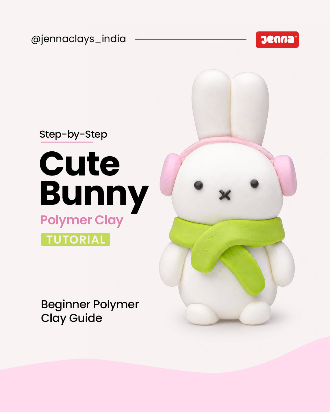 Cute Winter Bunny Polymer Clay Tutorial for Beginners | Jenna Clays