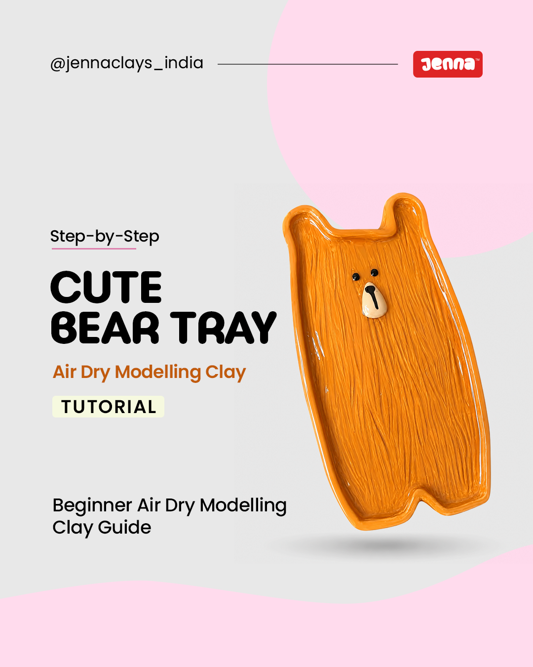Cute Bear Tray Tutorial with Air Dry Clay – Easy DIY Craft for Beginners | Jenna Clays