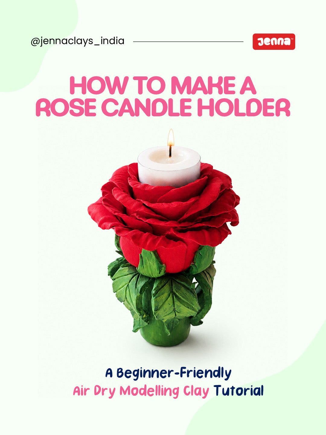 How to Make a Beautiful Rose Candle Holder with Air Dry Modelling Clay (Step-by-Step DIY)