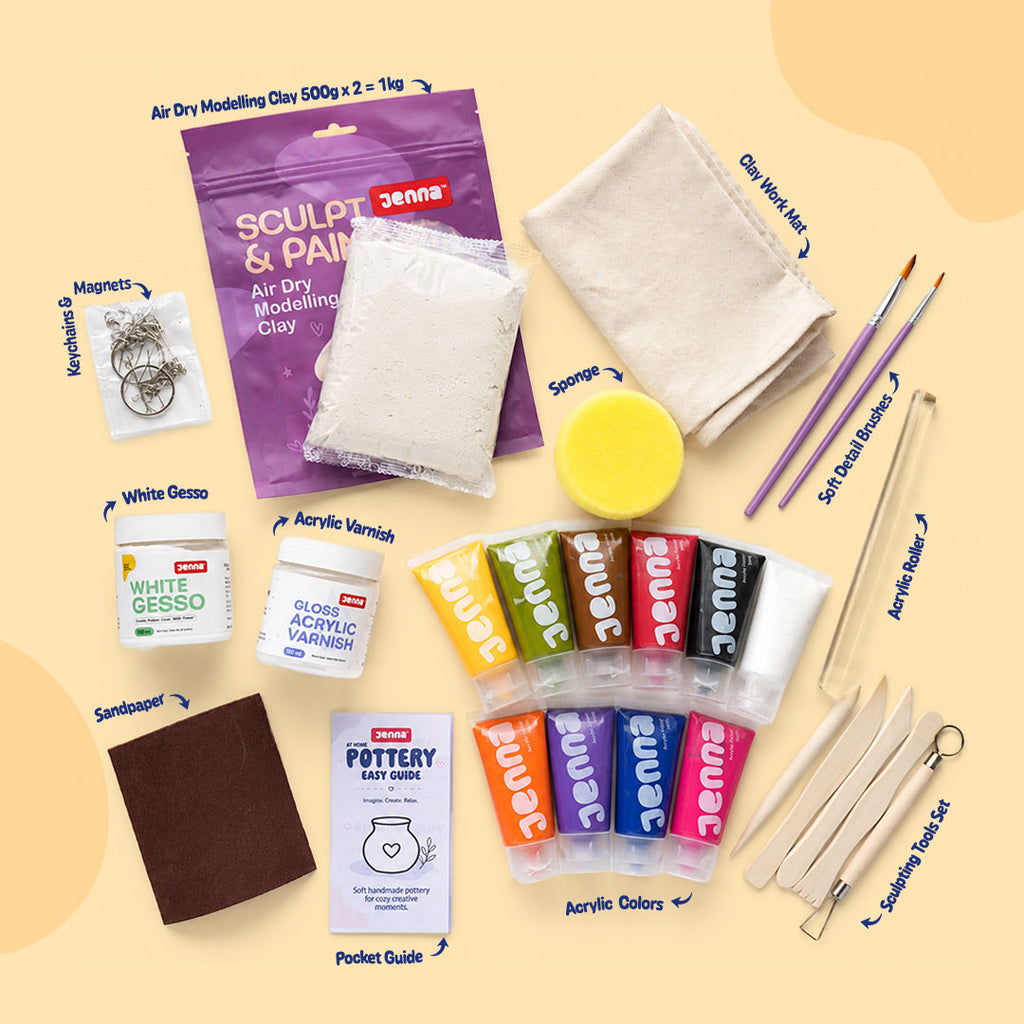 Jenna Sculpt and Paint Air Dry Modelling Clay Kit - Complete Air Dry H ...